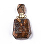 Assembled Synthetic Pyrite and Imperial Jasper Openable Perfume Bottle Pendants, with Brass Findings, Dyed