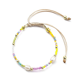 Bracelets ajustables en perles de verre miyuki et perles naturelles tressées, bracelet ajustable cordon nylon