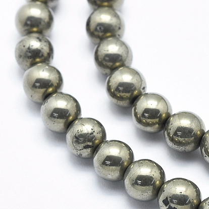 Chapelets de perles pyrite naturelles , ronde