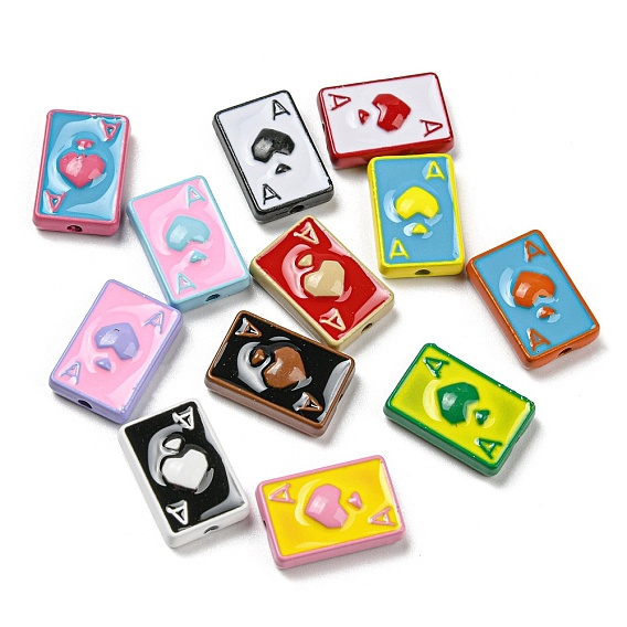 Alloy Enamel Beads, Lead Free & Cadmium Free, Playing Card