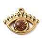 Gemstone Eye Pendants, Golden Plated 304 Stainless Steel Eye Charms