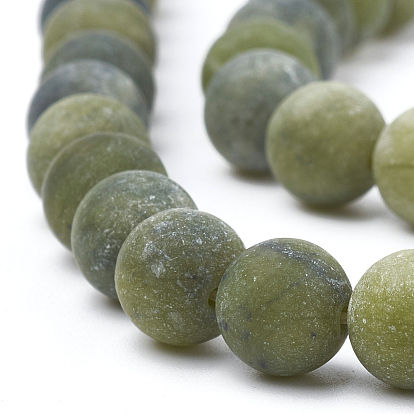 Natural Xinyi Jade/Chinese Southern Jade Beads Strands, Frosted, Round