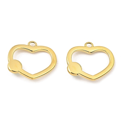 Natural Gemstone Pendants, Ion Plating(IP) 316 Stainless Steel Heart Charms, Real 24K Gold Plated