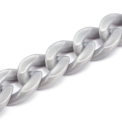 Handmade Opaque Acrylic Curb Chains, Twisted Link Chain