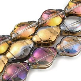 Electroplate Transparent Glass Beads Strands, Half Rainbow Plated, Lantern
