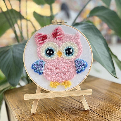 DIY Punch Embroidery Starter Kit, Including Fabric, Yarns, Punch Needle, Embroidery Hoop