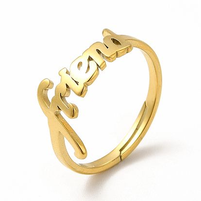 304 anillo ajustable de acero inoxidable word friend para mujer