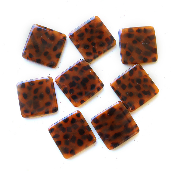 Cabochons acryliques, carré avec imprimé léopard