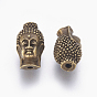 Perles en alliage de tête de bouddha de style tibétain, sans cadmium et sans plomb, 16x9.5x10mm, trou: 2 mm, environ 215 pcs / 1000 g