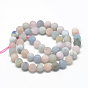 Natural Morganite Beads Strands, Frosted, Round