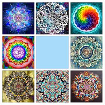 DIY Mandala Pattern Diamond Painting Kits, Including Crystal Pendant, Resin Rhinestones, Pen, Tray & Glue Clay