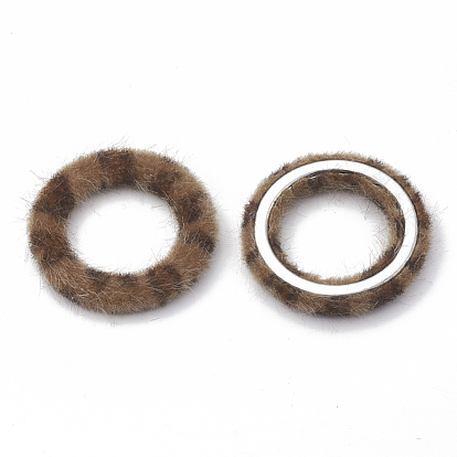 Faux Mink Fur Covered Linking Rings, with Aluminum Bottom, Ring