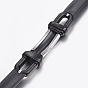 Cuir PU bracelets de corde tressés, avec 304 accessoire en acier inoxydable, rectangle avec ancre