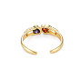 Brass Micro Pave Colorful Cubic Zirconia Cuff Rings, Open Rings, Nickel Free, Heart, Real 16K Gold Plated