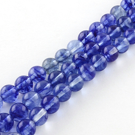 Pastèque bleu perles de verre en pierre brins, ronde