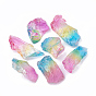 Natural Quartz Crystal Beads, Tourmaline Plating Color, Dyed, No Hole/Undrilled, Nuggets