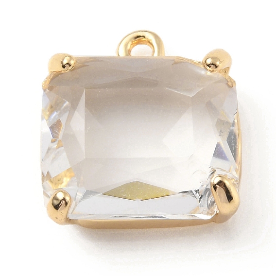 Laiton avec pendentifs en verre k9, or et de lumière, charme rectangle
