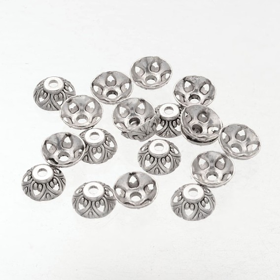 Apetalous Cone Tibetan Silver Bead Caps, Lead Free & Cadmium Free