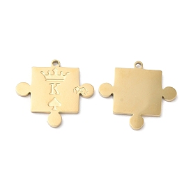 Ion Plating(IP) 316L Surgical Stainless Steel Pendants, King Puzzle Piece Charm, Textured