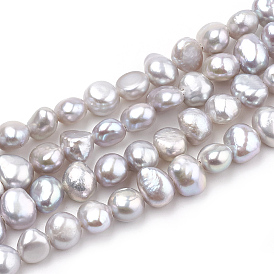 Natural Cultured Freshwater Pearl Beads Strands, Two Sides Polished, Nuggets, Dyed