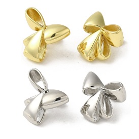 Brass Stud Earrings, with Clear Cubic Zirconia for Women, Heart with Bowknot