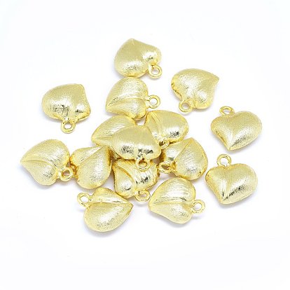 Brass Charms, Heart, Real 18K Gold Plated