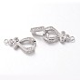 Brass Cubic Zirconia Fold Over Clasps, Lead Free & Nickel Free, 43x10x5mm, Hole: 1mm