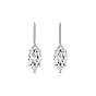 TINYSAND 925 Sterling Silver Earring, with Horse Eye Cubic Zirconia, 37.8x9.9x7.1mm