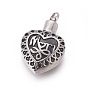 Mother's Day Theme, Retro 304 Stainless Steel Pendants, Perfume Bottle, Heart with Word Mom
