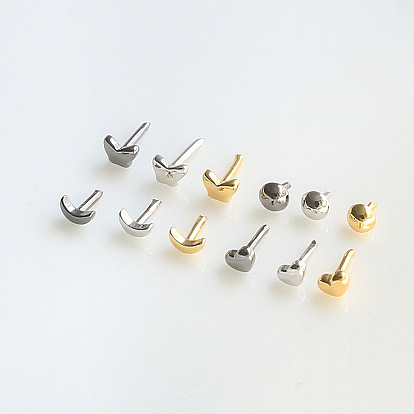 Brass Head Pins, for Ghost Witch Baroque Pearl Making, Heart/Moon/Butterfly/Flat Round Shape