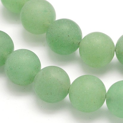 Frosted Round Natural Green Aventurine Beads Strands