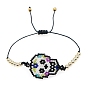 Miyuki Seed Braided Bead Bracelet, Skull Friendship Bracelet for Women