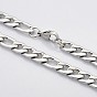 Trendy Unisex 304 Stainless Steel Curb Chain Twisted Chain Necklaces, with Lobster Clasps, 21.65 inch(550mm)
