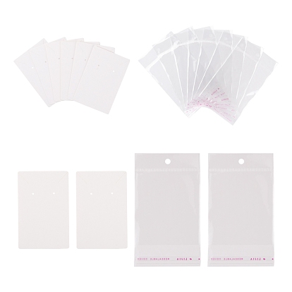 200 pcs 2 tarjetas de presentación de cartón estilo y bolsas de celofán opp, para collar y pendiente