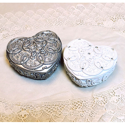 Шкатулки для хранения ювелирных изделий из смолы в форме сердца, 3d футляр-цветок для сережек, Кольца, хранение браслетов, со стразами