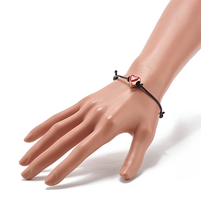 Bracelet cordon ajustable en perles d'émail acrylique coeur pour adolescente femme