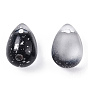 Two Tone Spray Painted Glass Charms, with Silver Foil, Frosted, Teardrop