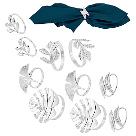Gorgecraft 10 Pcs 5 Styles Alloy Napkin Rings, Napkin Holder Adornment, Restaurant Daily Accessiroes, Leaf