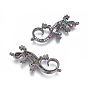 Brass Micro Pave Cubic Zirconia Links, Gecko, Colorful