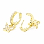 Cubic Zirconia Butterfly Dangle Hoop Earrings, Real 18K Gold Plated Brass Drop Earrings, Lead Free & Cadmium Free