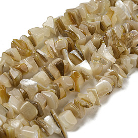 Natural Yellow Shell Beads Strands, Dyed, Nuggets