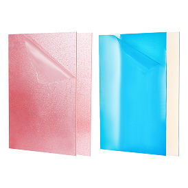 CRASPIRE 2 Sheets Glitter Acrylic Sheet, with 2Pcs Iridescent Acrylic Plates, Acrylic Plate, Rectangle