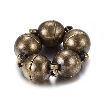 Brass Magnetic Clasps with Loops, Round