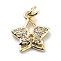 Micro cuivres ouvrent charmes de zircons, avec anneau de saut, étoile avec breloques papillon