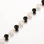 Handmade Glass Pearl Beaded Chains for Necklaces/Bracelets Making, with Golden Tone Iron Eye Pin, Unwelded, 39.3 inch, about 96pcs/strand