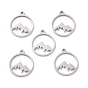 Ion Plating(IP) 201 Stainless Steel Laser Cut Pendants, Mountain