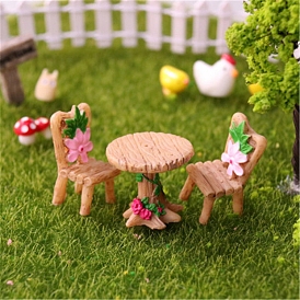 Resin Table & Chairs, Mini Furniture, Dollhouse Garden Decorations, Round/Square