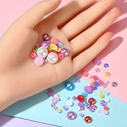 Cabochons en perles d'imitation de style ABS, de couleur plaquée ab , dôme / demi-rond