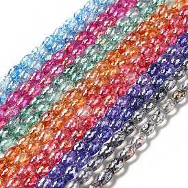 Electroplate Transparent Glass Beads Strand, AB Color Plated, Faceted, Oval