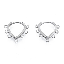 304 Stainless Steel Hoop Earrings Findings, with Horizontal Loops, Teardrop
